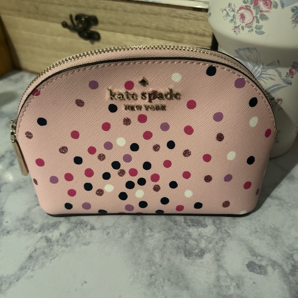 Kate Spade Pink Polka Dot Cosmetic Bag